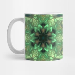 Psychedelic Mandala Flower Green and Yellow Mug